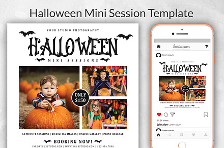 Halloween mini session template, a Card Template by Designscozy