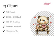 Whimsical Valentine Cat Clipart PNG, an Animal Illustration by maryamdesignarts (Thumbnail 2 of 12)