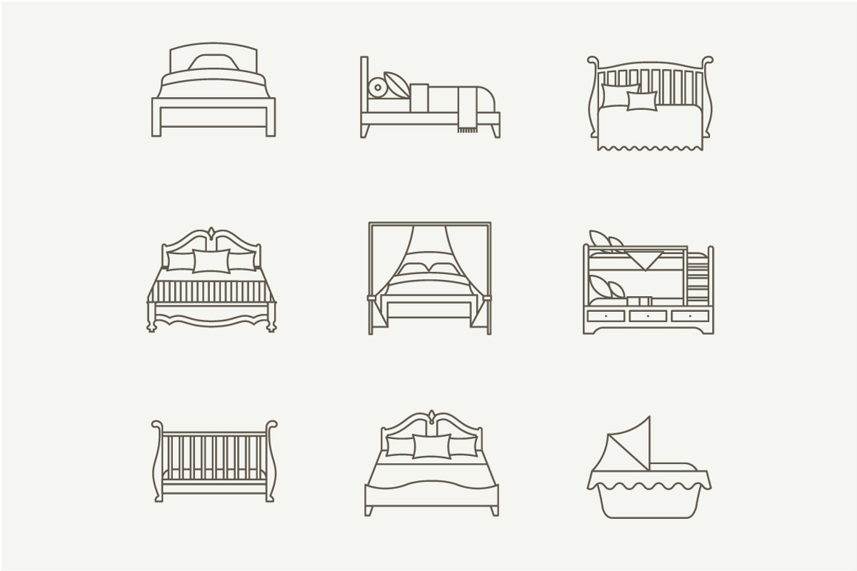 Bed flat icons preview 2