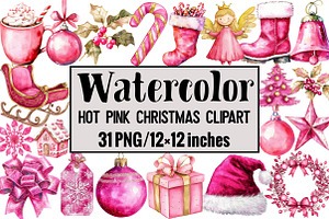 Hot Pink Christmas Clipart, an Illustration by Design Market