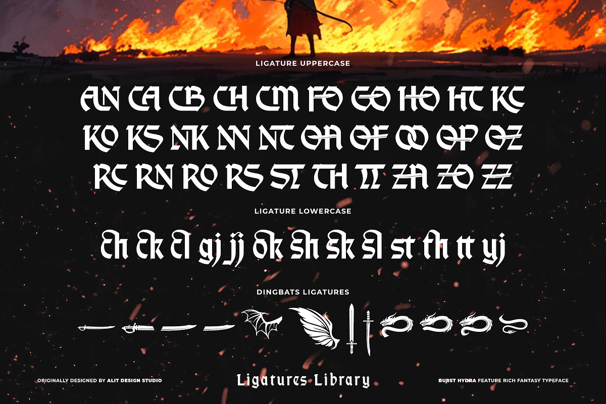 Burst Hydra Font, a Blackletter Font by alit design (Photo 16 of 17)