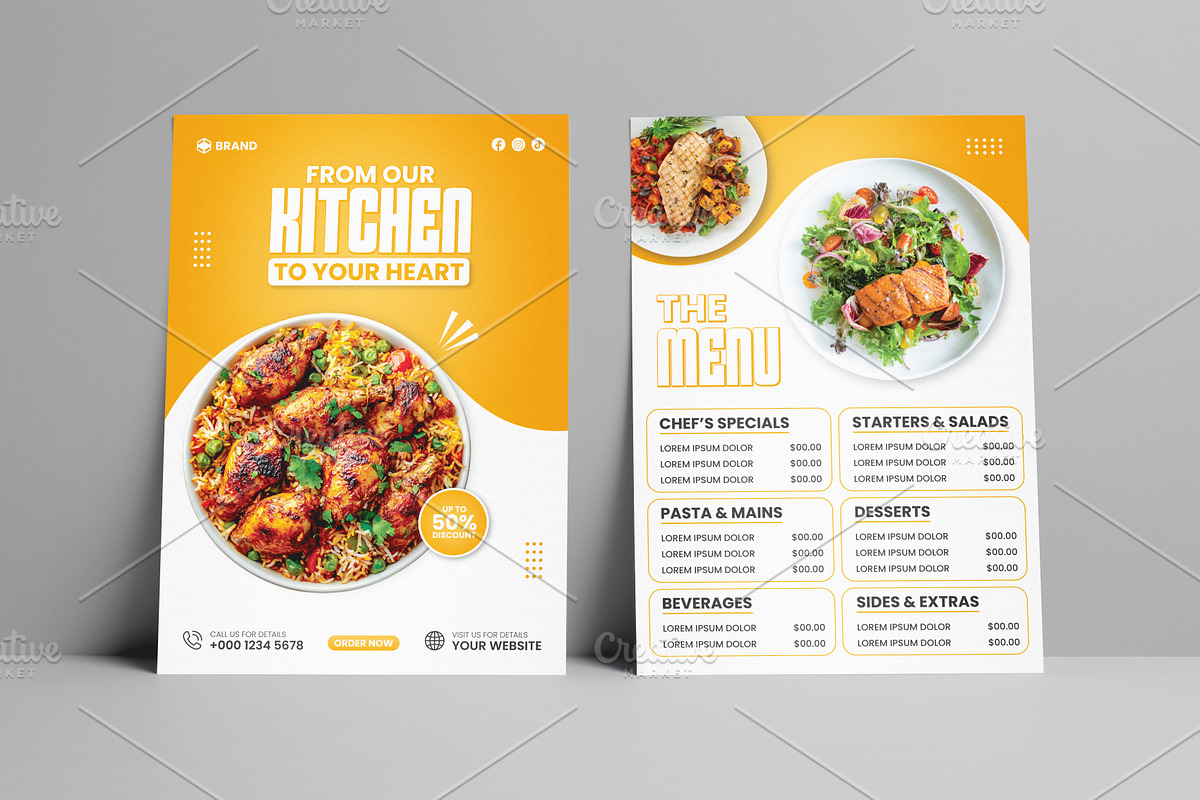 Modern A4 Food Menu Template, a Brochure Template by vectorlnk (Photo 1 of 6)