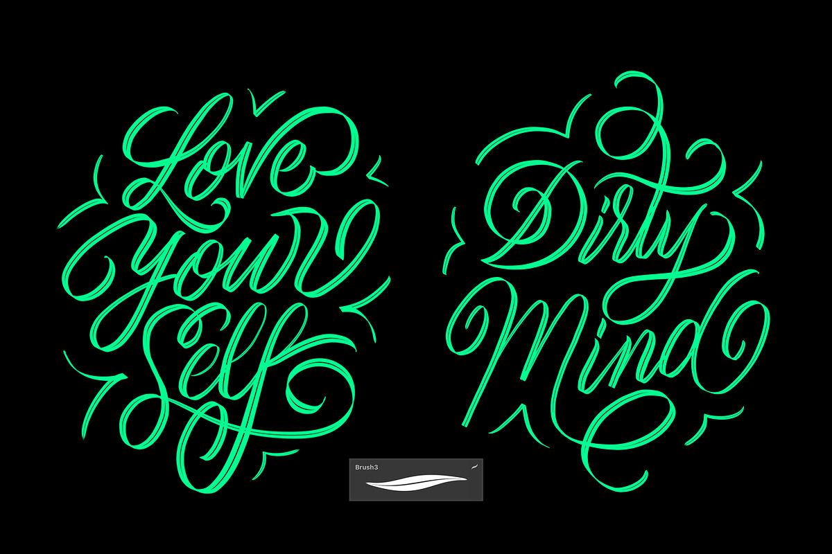 40+ Procreate Lettering Brushes, a Brush Add-On by Nurmiftah (Photo 4 of 18)