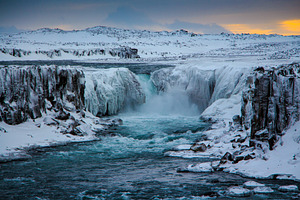 Detifoss waterfall iceland containing travel, river, and sunrise