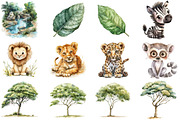 Watercolor Cute Safari Animals, an Illustration by DreamCafeArt (Thumbnail 4 of 8)