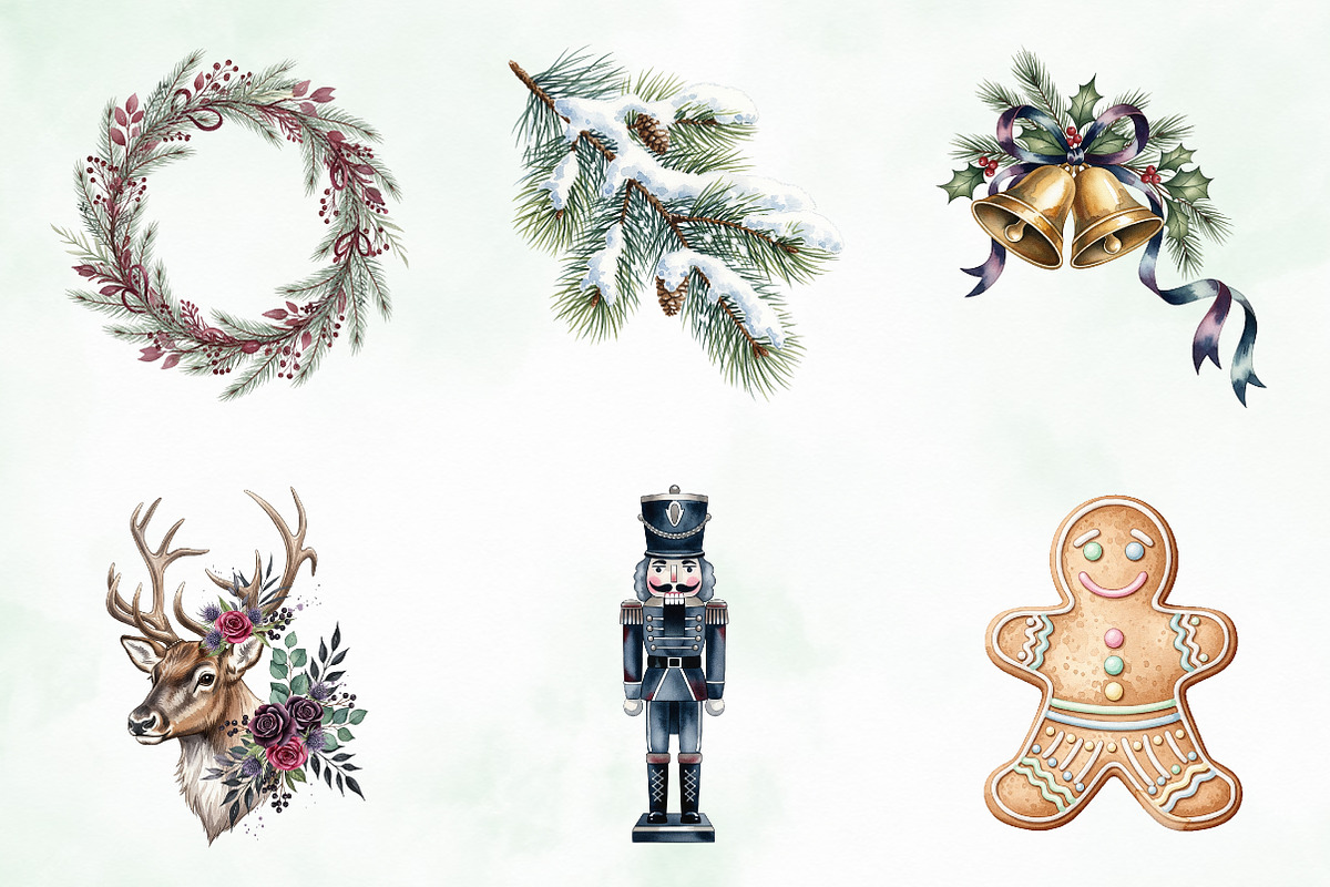 Moody Christmas Clipart PNG Bundle, an Illustration by Creative Art (Photo 7 of 9)