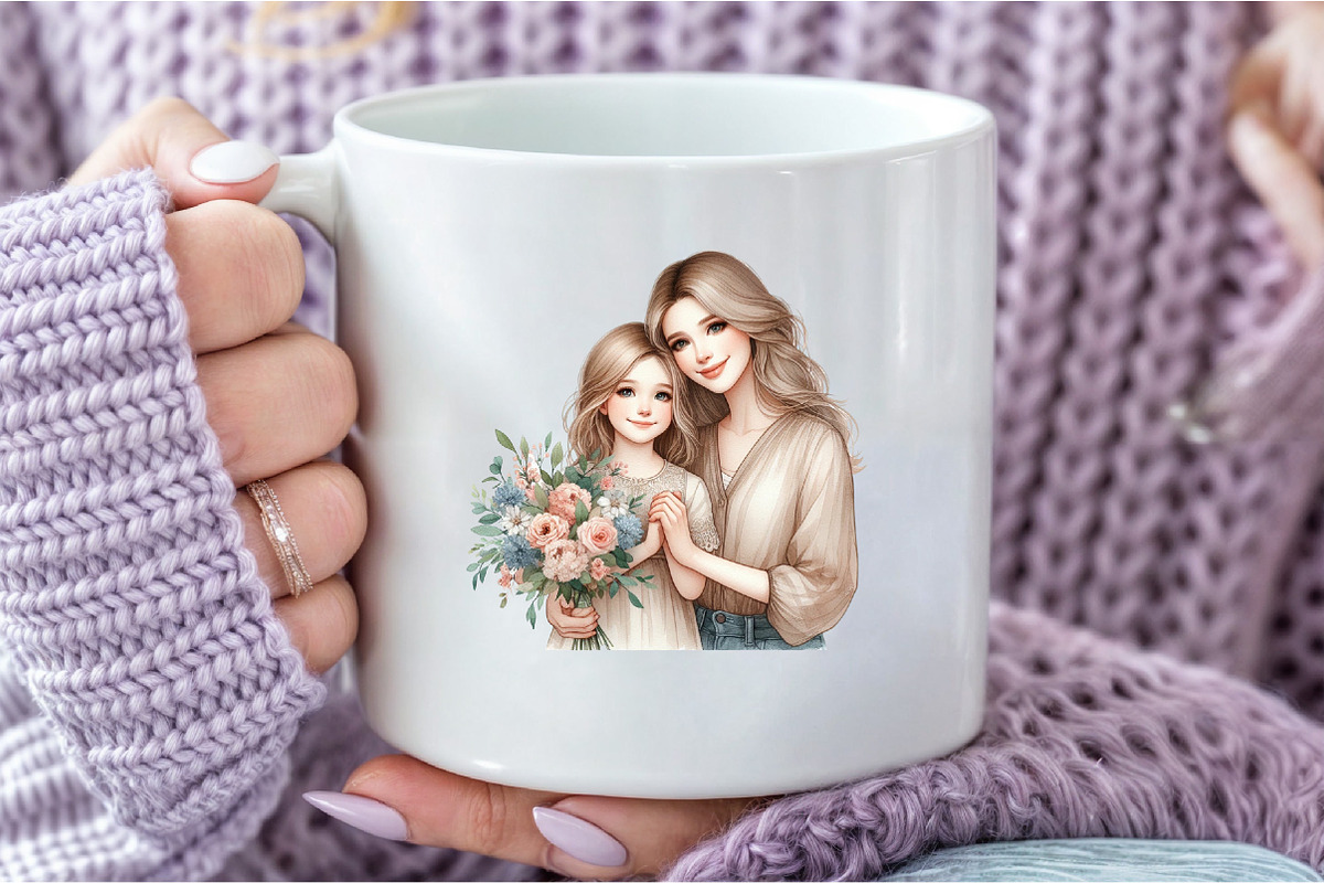 Mother's Day Clipart, Mum Daughter, an Illustration by DreamCafeArt (Photo 6 of 6)