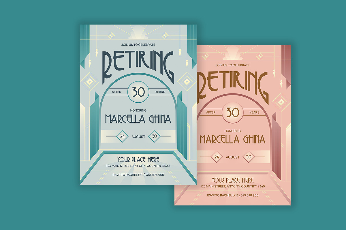 Art Deco Retirement Party Invitation, an Invitation Template by Neermana (Photo 4 of 4)
