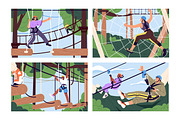 People in rope park with zip line, a Sport Illustration by PaperTrident (Thumbnail 1 of 5)