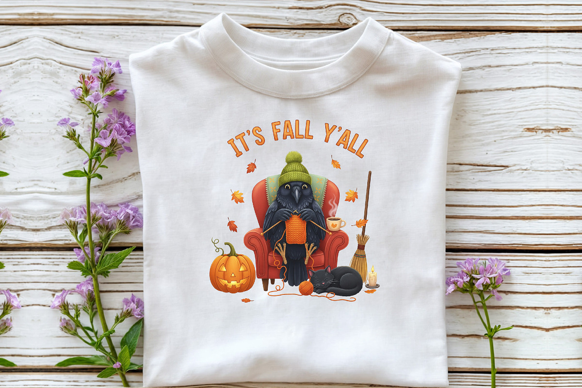 Fall Y’all Png, Cozy Knitting Crow &, an Illustration by DreamCafeArt (Photo 5 of 7)