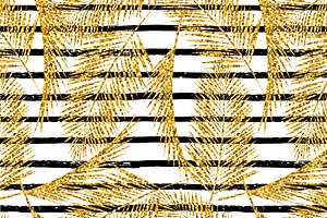 Golden Palm. 8 Seamless Patterns.