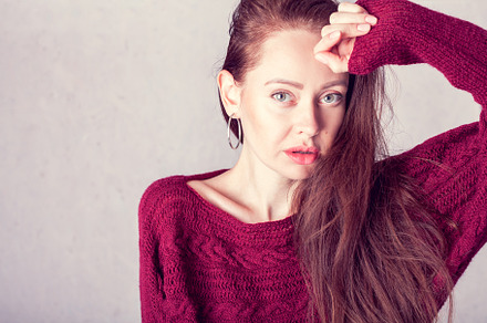 portrait of a girl in a knitted swea, a Person Photo by Eni_fly