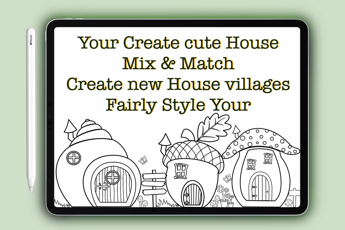 Procreate DIY Doodles Build House Mushroom Fairy Brush Stamp