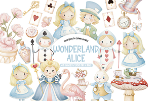 Wonderland Alice Clipart Bundle, an Illustration by TatiMockup