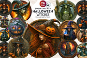 Halloween Witches Medaillons, a Seasonal Illustration by ThatsDesignArt (Thumbnail 1 of 16)
