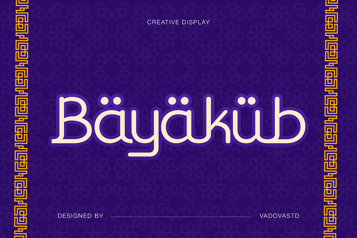 Bayakub Creative Display Font, a Sans Serif Font by Vadovastd (Photo 1 of 6)
