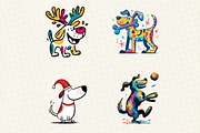 Retro Christmas Dog Clipart, an Illustration by DreamCafeArt (Thumbnail 6 of 6)