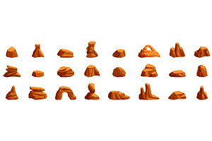 Desert Stones Icons Set. Set Of