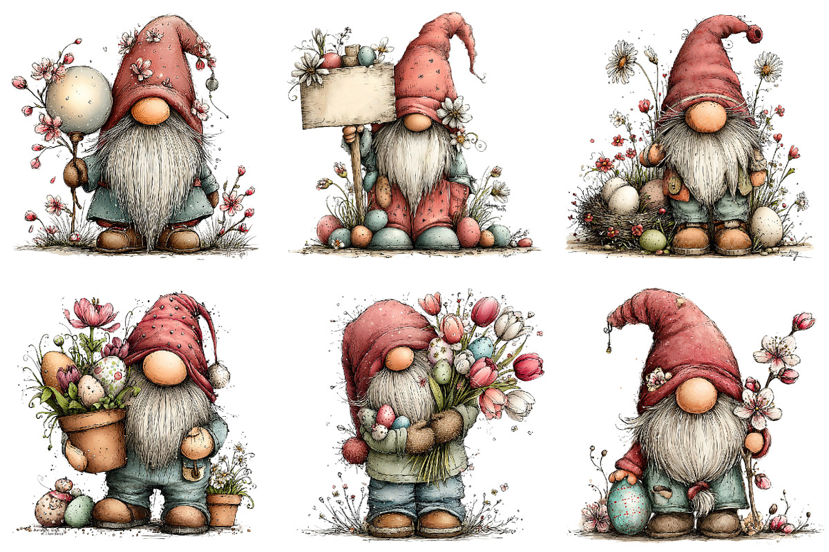 Whimsical Easter Gnome Clipart, an Illustration by Dream Creation (Photo 6 of 7)