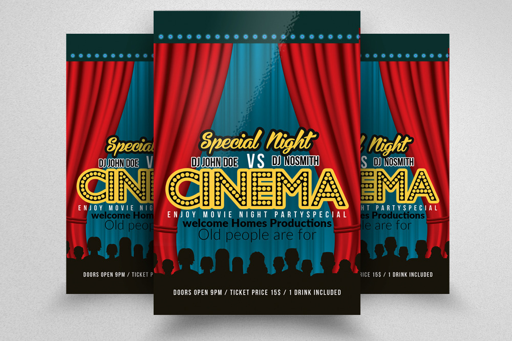 Cinema Night Show Flyer, a Flyer Template by Psd Templates