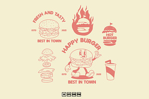 Badge Burger Illustration Lineart