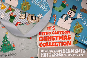 Retro Christmas Cartoon Collection, a Seasonal Illustration by Kokoshka