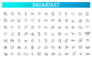 Vector Outline Breakfast Flat Icons, an Outline Icon by Tettygreen