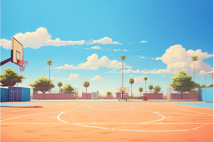 Vivid Basketball court outdoor sunny, a Sports & Recreation Photo by Ylivdesign