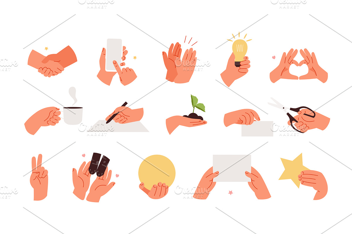 Hands concept and various actions, an Object Graphic by artbesouro