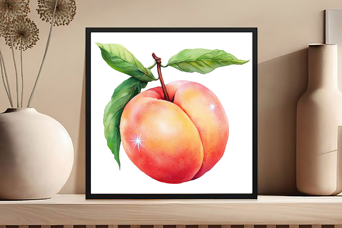 Watercolor Cute Peaches Garden Fruit, an Illustration by DreamCafeArt (Photo 6 of 8)