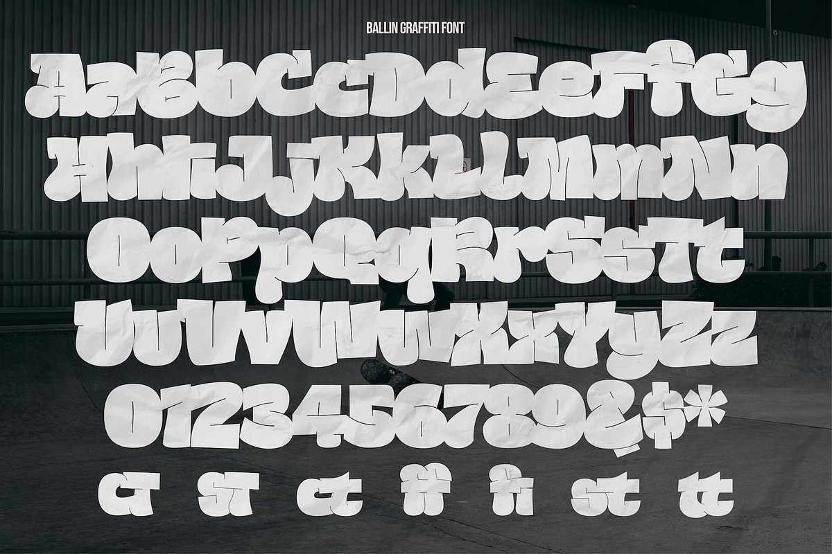Ballin - Throwie Style Graffiti Font, a Handwritten Font by Surplus Type Co (Photo 9 of 9)