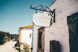 Blank vintage signboard mockup, an Architecture Photo by SkyNext