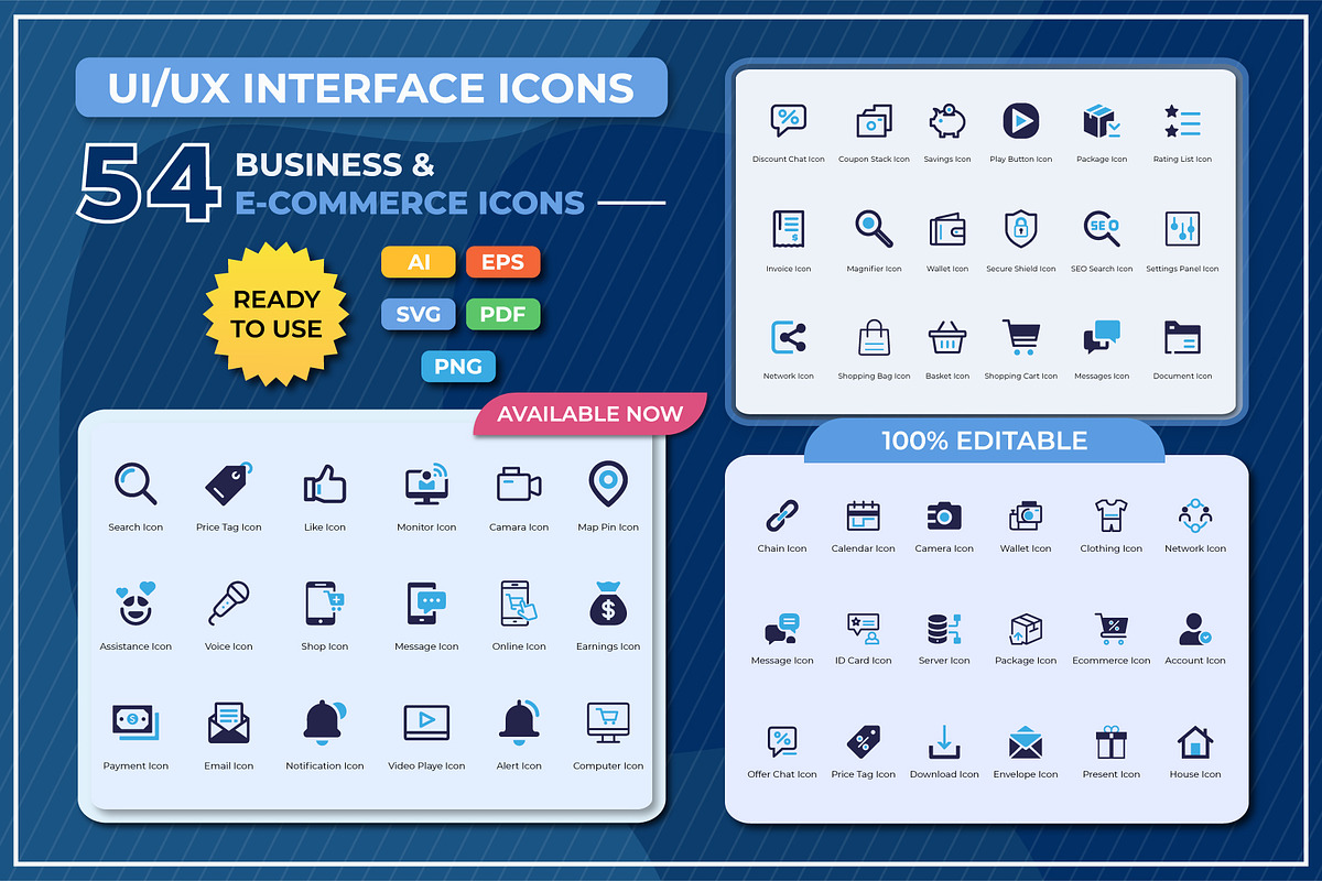 54 Business & E-Commerce UI Icons, an Outline Icon by taieefbakshi (Photo 2 of 5)