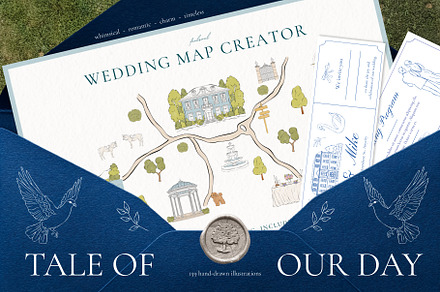 Whimsical Wedding Map & Illustration, a Decorative Illustration by Feelsoul