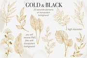 Gold and Black Leaves Clipart, a Decorative Illustration by LuiDesignStudio (Thumbnail 3 of 5)