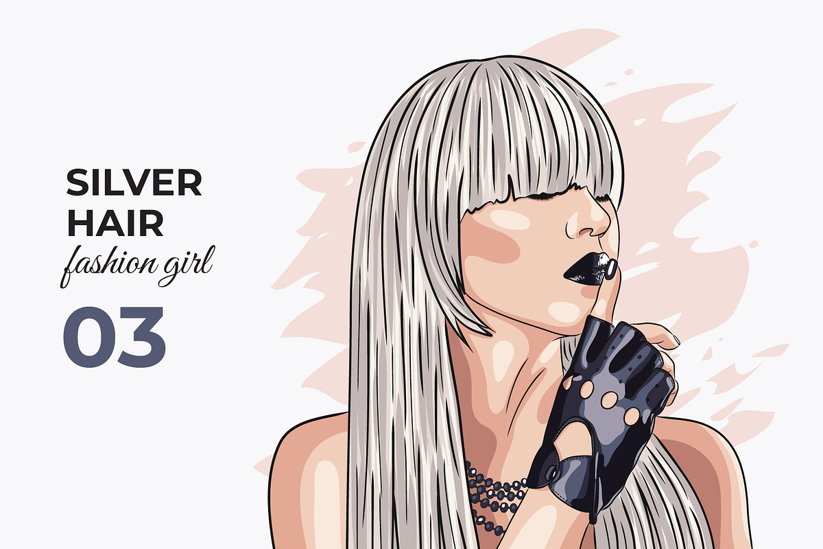Vector Silver Hair Girl, a Person Illustration by Iryna Denysova (Photo 4 of 4)