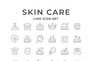 Set Line Icons Of Skin Care