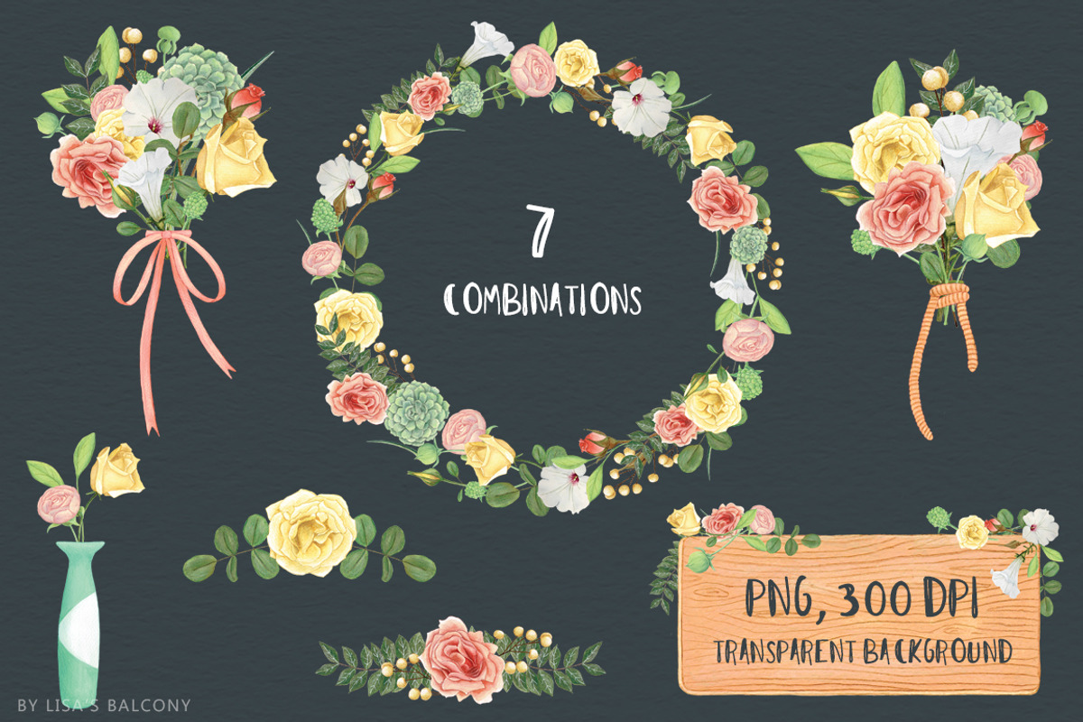Wedding Graphics Morning Flowers Kit, a Decorative Illustration by Lisa's Balcony (Photo 2 of 13)