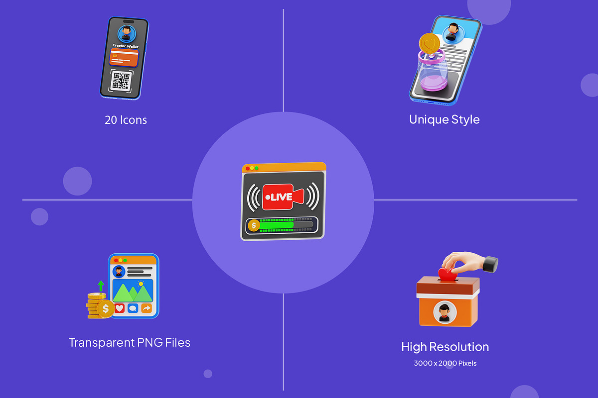 Social Media Monetization 3D Pack, an Object 3D Model by novia99design (Photo 2 of 6)
