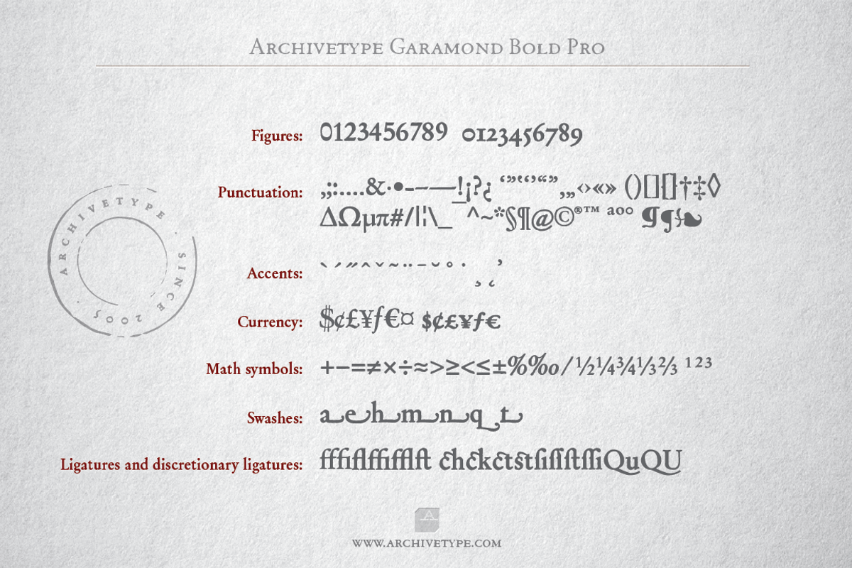 Archive Garamond Pro Family of 4, a Font by Archive Type Fonts (Photo 12 of 14)