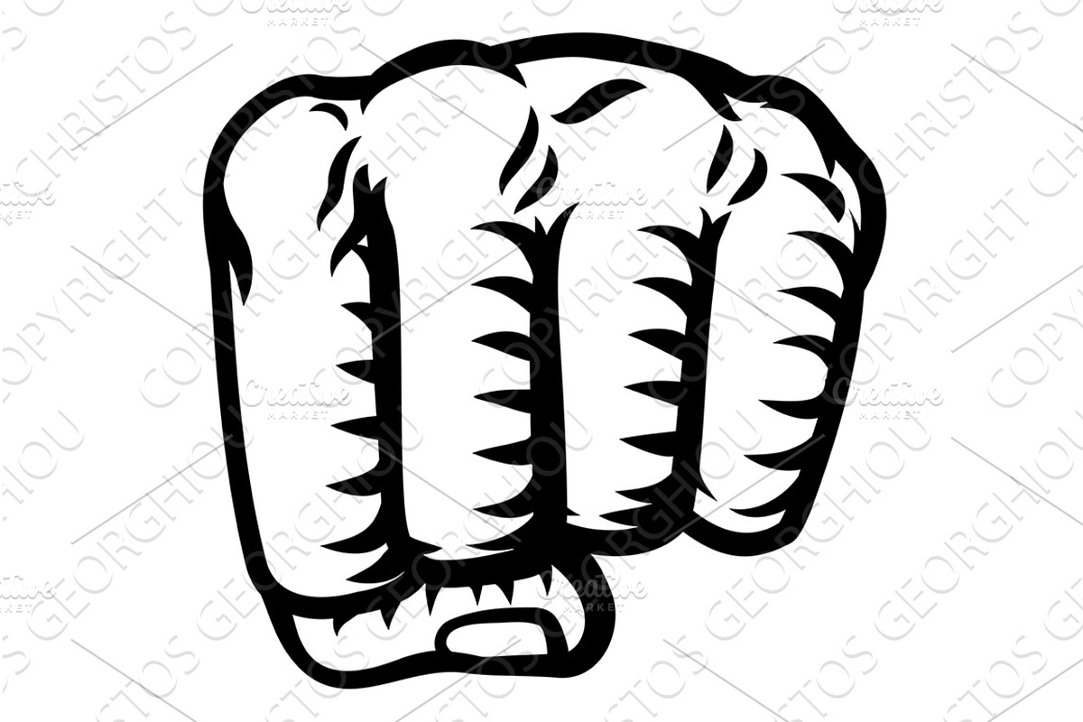 Fist hand vintage woodcut retro, a Person Illustration by Christos Georghiou