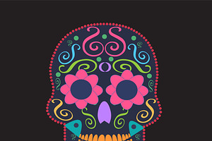 Skull Vector Neon Colors