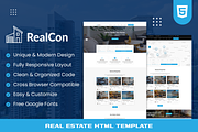RealCon - Real Estate HTML Template, a HTML Template by THESOFTKING (Thumbnail 1 of 3)