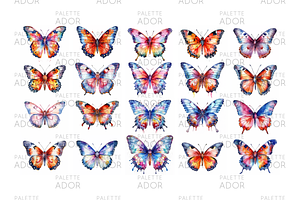 Watercolor Rainbow Butterflies