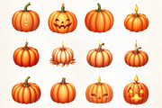 Pumpkin with Candle Clipart, an Illustration by CrexoraLab (Thumbnail 1 of 5)