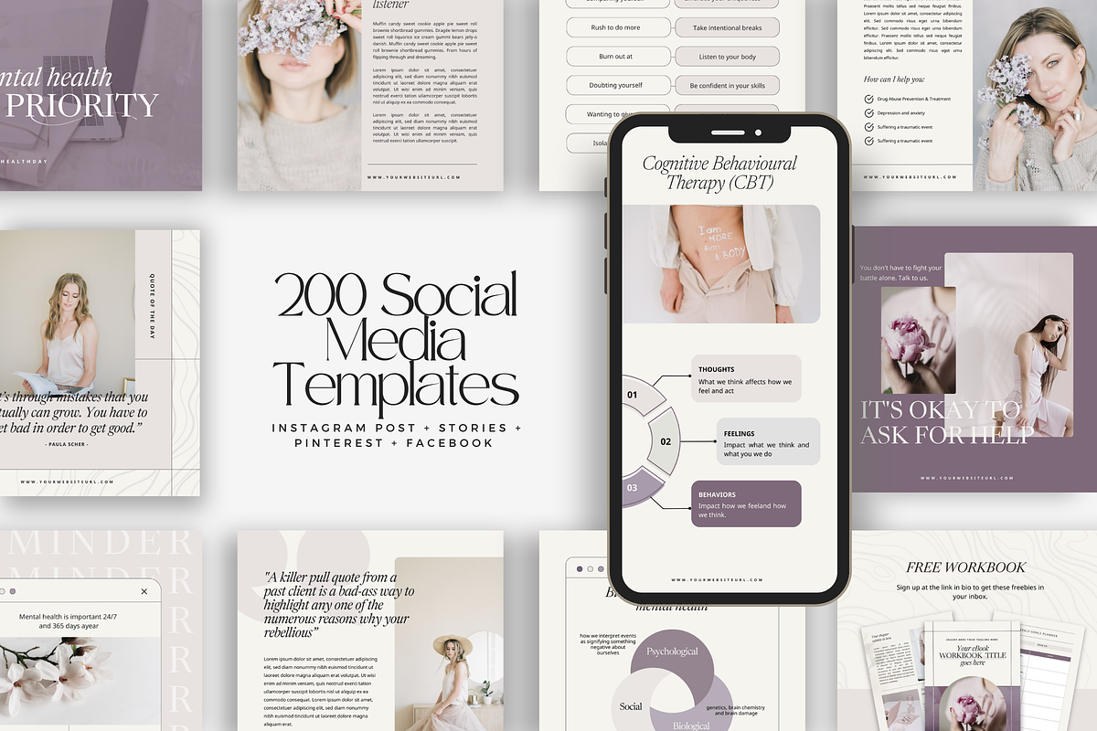 Canva Mental health Social Media Mar, a Social Media Template by Lovely Confetti (Photo 1 of 9)