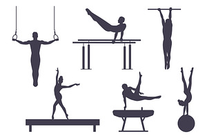 Set silhouettes athletes. Men and, a Sport Illustration by YummyBuum