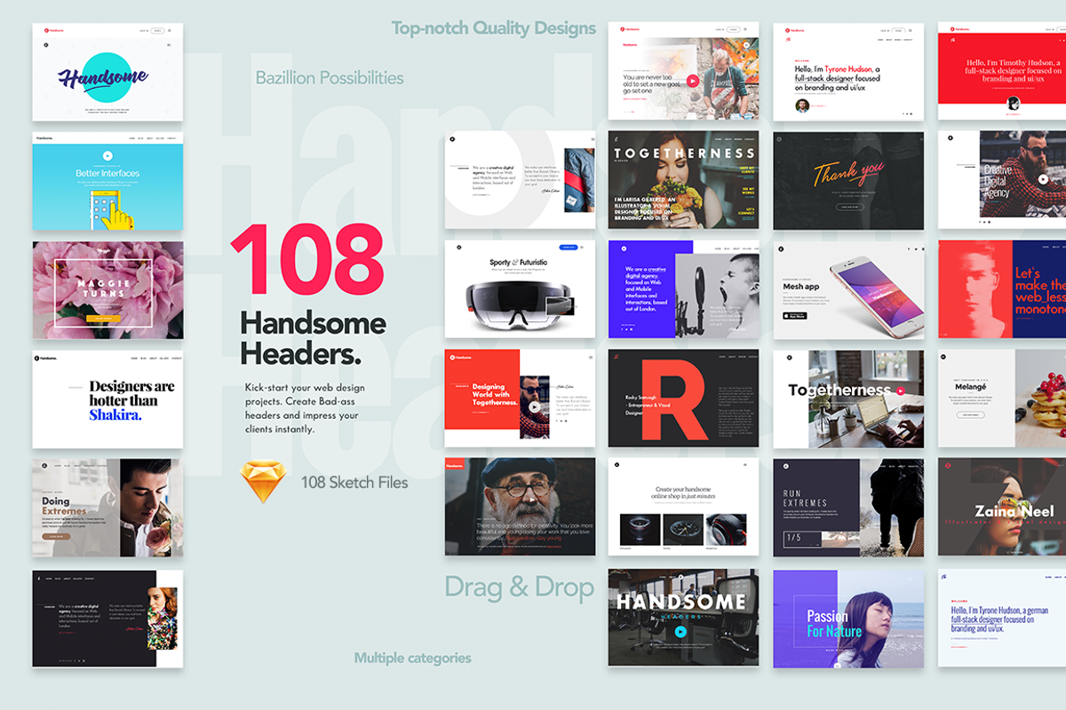 SKETCH-108 Handsome Headers, an UI Kit Template by MisterCreativ™ (Photo 3 of 4)