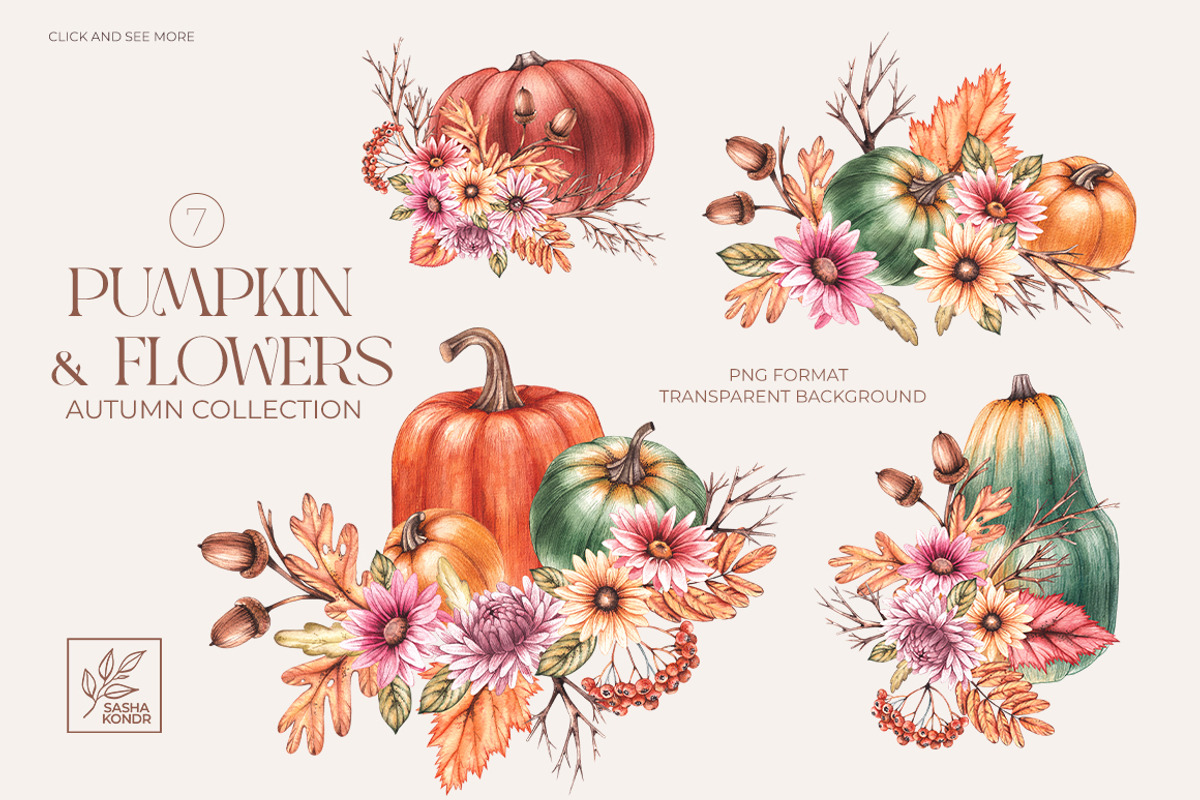 Autumn Watercolor floral collection, a Decorative Illustration by SashaKondr (Photo 9 of 20)