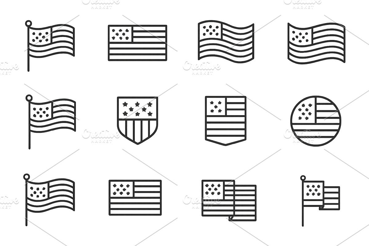 Various American flag designs, an Illustration by ZinetroN